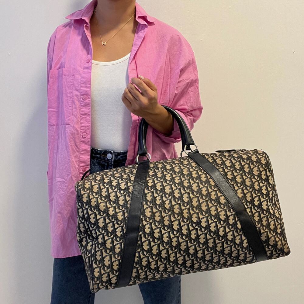 DIOR Trotter Canvas and Leather Duffel Bag - Picture 2 of 13
